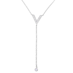 wholesale sterling silver v shape cz drop necklace