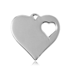 wholesale sterling silver heart charm with 1 cut out inner hearts