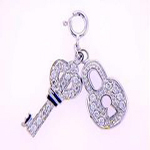wholesale sterling silver cz lock and key pendant necklace