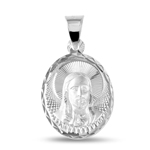 sterling silver high polish diamond cut jesus medallion