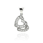 wholesale sterling silver open two heart cz dangling pendant