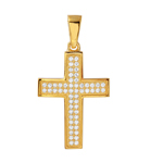 sterling silver gold plated cross inlay micro pave cz cross pendant