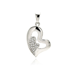 wholesale sterling silver open heart micro pave cz inlay mini heart dangling pendant