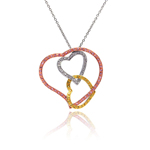 sterling silvergoldand rose gold plated layered heart necklace