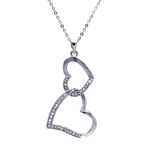 sterling silver double heart pendant necklace