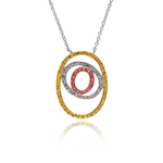 wholesale sterling silver open double circle multicolor cz necklace