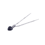 sterling silver black cz black rhodium and rhodium plated heart pendant necklace