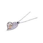 sterling silver cz gold rhodium plated heart pendant necklace