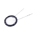 sterling silver black open circle pendant necklace