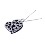 sterling silver black onyx rhodium plated heart pendant necklace