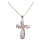 sterling silver gold imitation ivory cross cz necklace