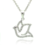 wholesale sterling silver open dove cz necklace