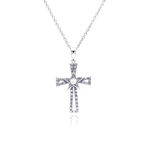 wholesale sterling silver cross open cz necklace