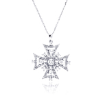 wholesale sterling silver outline cross cz necklace