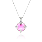 wholesale sterling silver pink round cz necklace