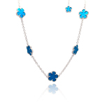 wholesale sterling silver blue flower cz necklace