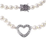 wholesale sterling silver open heart pearl necklace