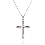 wholesale sterling silver cross cz necklace