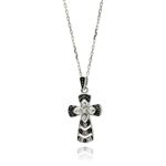 wholesale sterling silver black stripes cz necklace