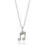wholesale sterling silver music note cz necklace