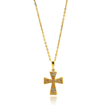 sterling silver gold plated cross cz inlay dangling necklace