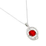 wholesale sterling silver red cz circle pendant