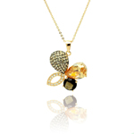 sterling silver gold plated bee flower cz necklace
