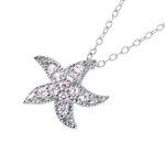 wholesale 925 sterling silver cz starfish pendant necklace