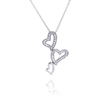 sterling silver 3 hearts pendant necklace