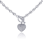 sterling silver heart toggle pendant necklace