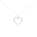 sterling silver yellow cz rhodium plated heart pendant necklace