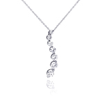 wholesale 925 sterling silver cz graduated dangling pendant necklace