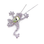 wholesale 925 sterling silver green cz frog pendant necklace