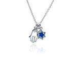 wholesale sterling silver cz hamsa and star pendant necklace