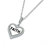 wholesale sterling silver cz faith heart pendant necklace
