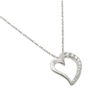wholesale sterling silver cz squished heart pendant necklace