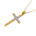 wholesale sterling silver cz inlay gold plated cross pendant necklace
