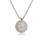 wholesale sterling silver cz encrusted round bowl pendant with chain