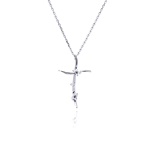 wholesale sterling silver thin wavy cz cross pendant necklace