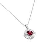 wholesale sterling silver circle center red cz necklace