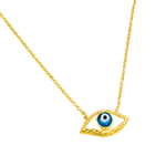 sterling silver gold plated blue evil eye iris pendant necklace