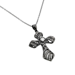 sterling silver black rhodium plated cz cross pendant necklace