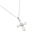 wholesale sterling silver solid cross cz center pendant necklace
