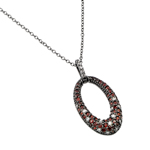 wholesale sterling silver and red cz hoop pendant necklace