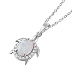 wholesale sterling silver opal cz tiny turtle pendant necklace