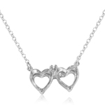 wholesale sterling silver double heart mounting necklace