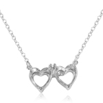 wholesale sterling silver double heart mounting necklace