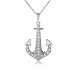 wholesale sterling silver cz anchor necklace