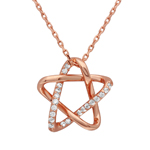 sterling silver rose gold plated intertwined star pendant with chain