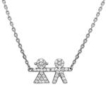 wholesale sterling silver cz encrusted boy and girl necklace